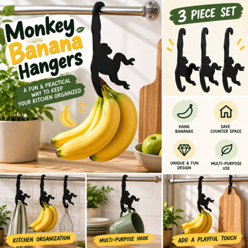 Monkey Banana Hanger Hooks – 3-Piece Set