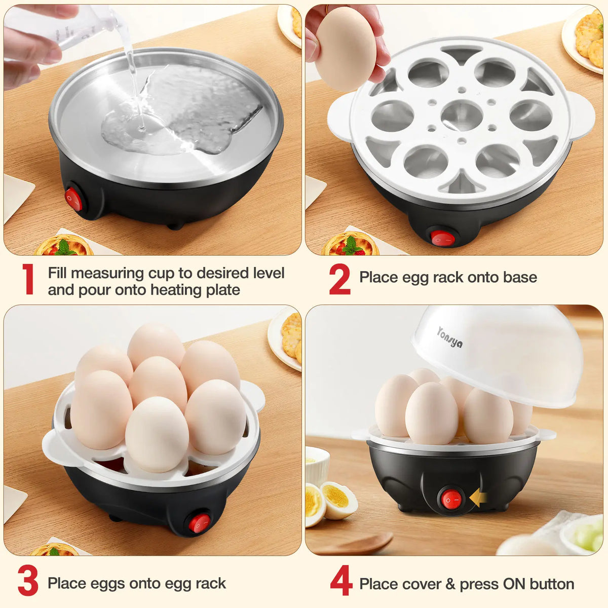 7-Egg Electric Egg Cooker with Auto Shut-Off