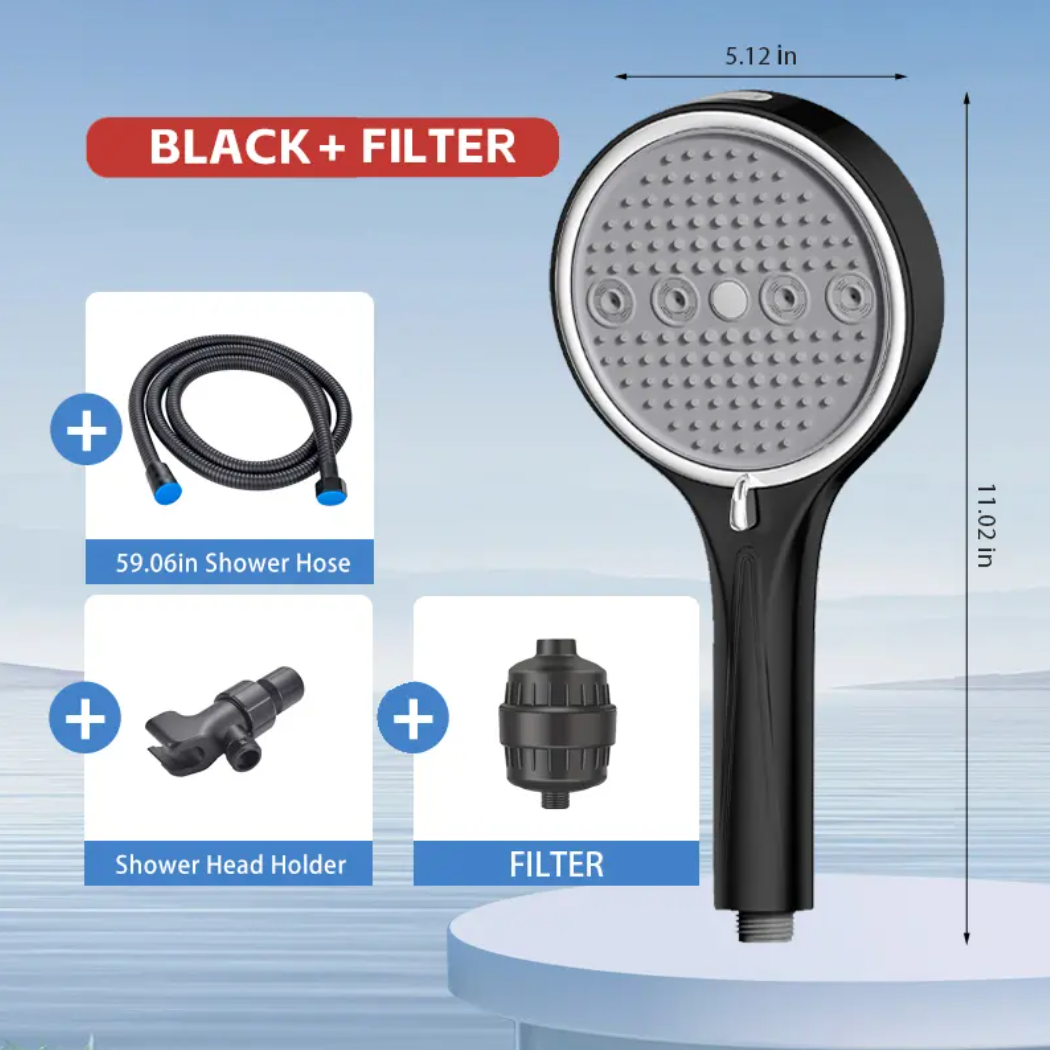 6-Mode High Pressure Shower Head Set with Hose & Holder