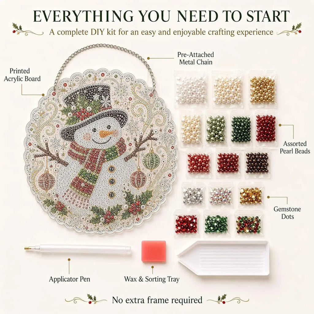 Christmas Pearl Diamond Painting Suncatcher Kit – 8" DIY Holiday Decor