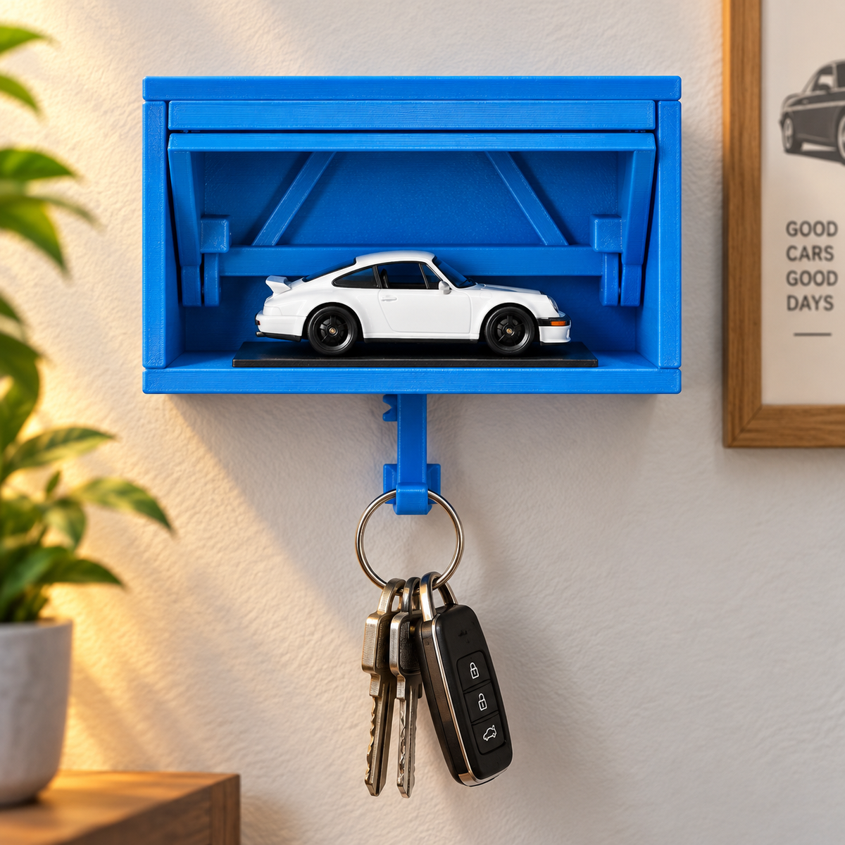 Mini Garage Wall Key Holder – Car Display Shelf & Key Hook