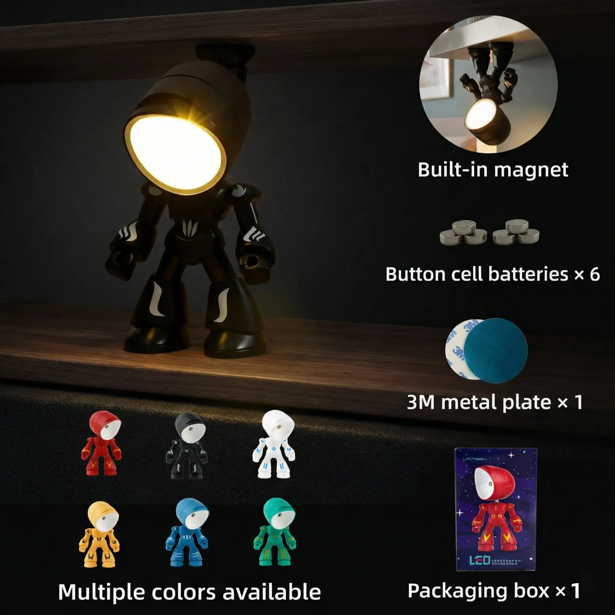 Mini Robot Magnetic Night Light – Adjustable LED Lamp