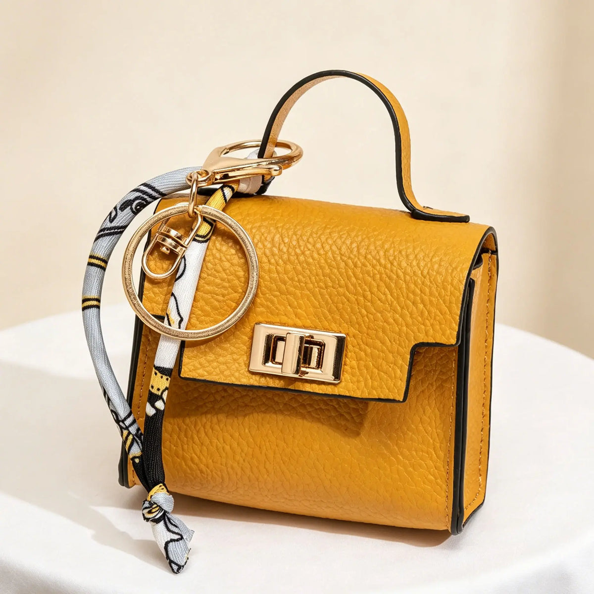 Mini Handbag Charm Keychain with Scarf