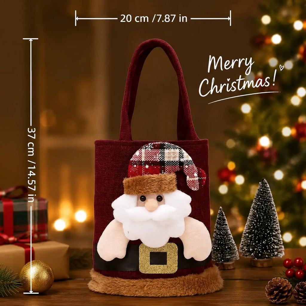 3D Santa Christmas Gift Bag – Reusable Holiday Treat Tote