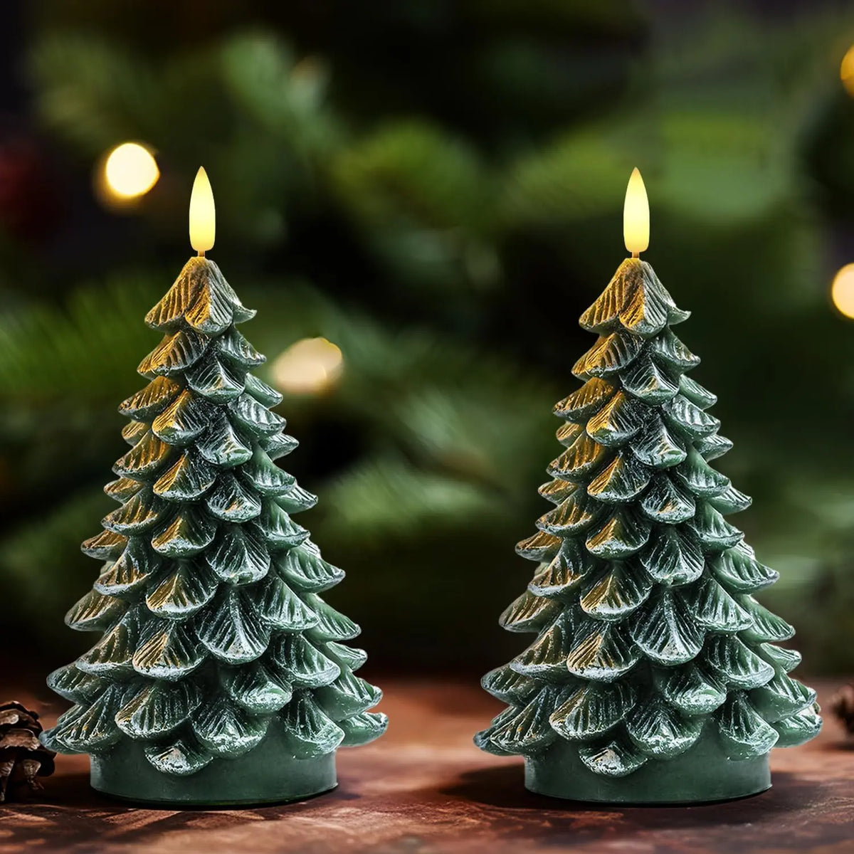 2-Pack Flameless Christmas Tree Candles with Timer