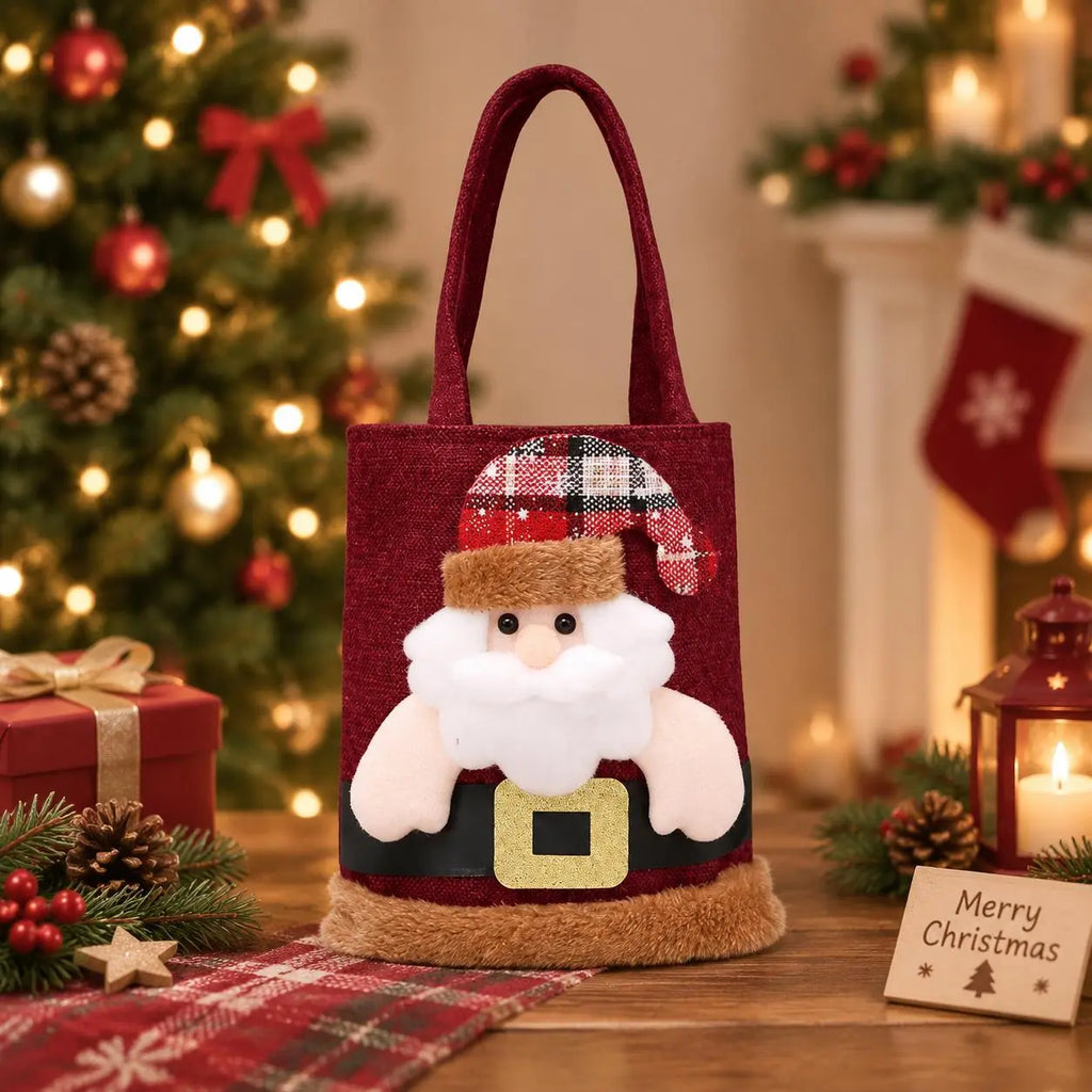 3D Santa Christmas Gift Bag – Reusable Holiday Treat Tote