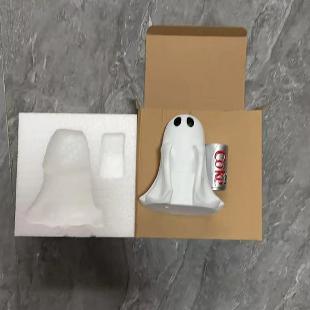 Cute Ghost Drink Holder Figurine – Funny Halloween Desktop Decor