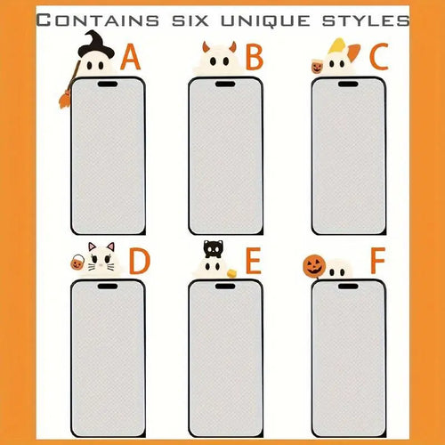 6-Piece Halloween Ghost Phone Buddy Sticker Set