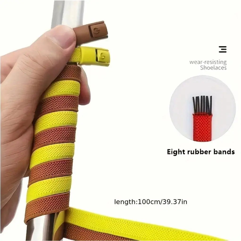 Adjustable No-Tie Elastic Shoelaces with Locking Buckle