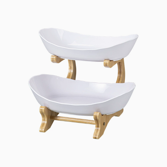 2/3-Tier Bamboo Fruit & Snack Stand with PP Trays