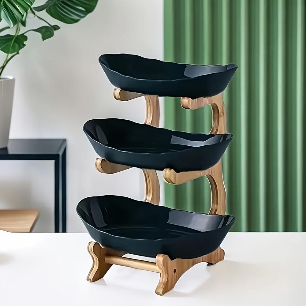 3-Tier Bamboo Fruit Basket Stand | Space-Saving Kitchen Organizer