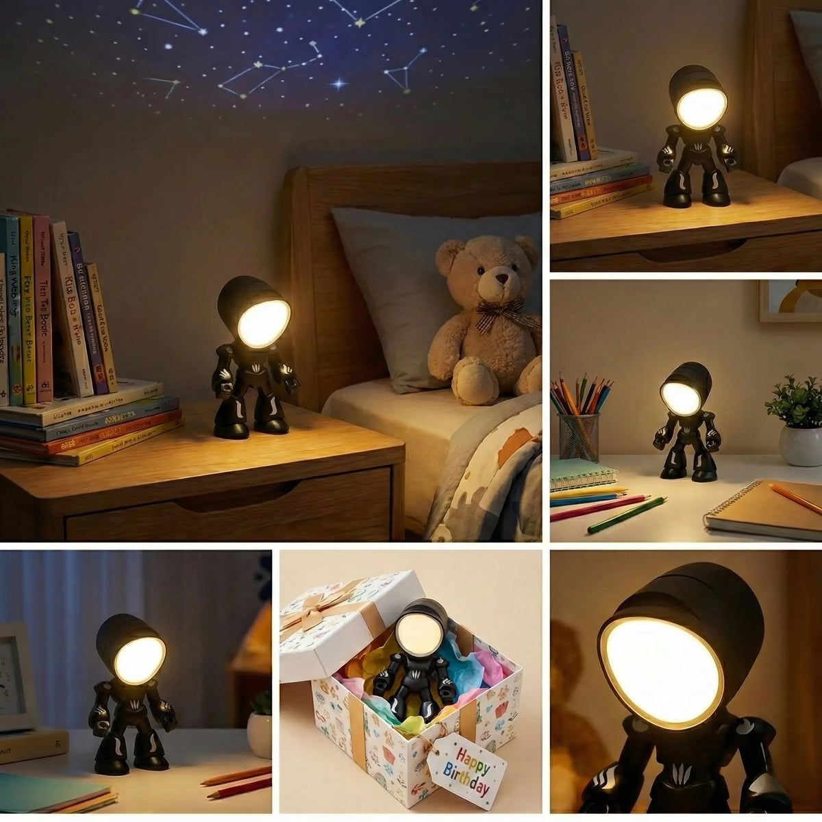 Mini Robot Magnetic Night Light – Adjustable LED Lamp