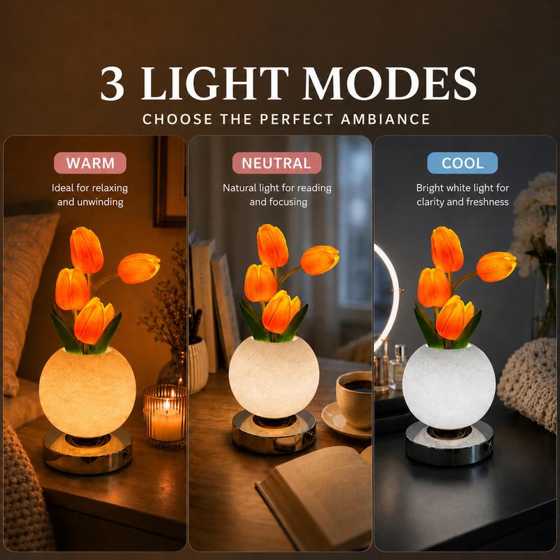 Tulip LED Night Light – 3 Brightness Levels & 3 Light Modes