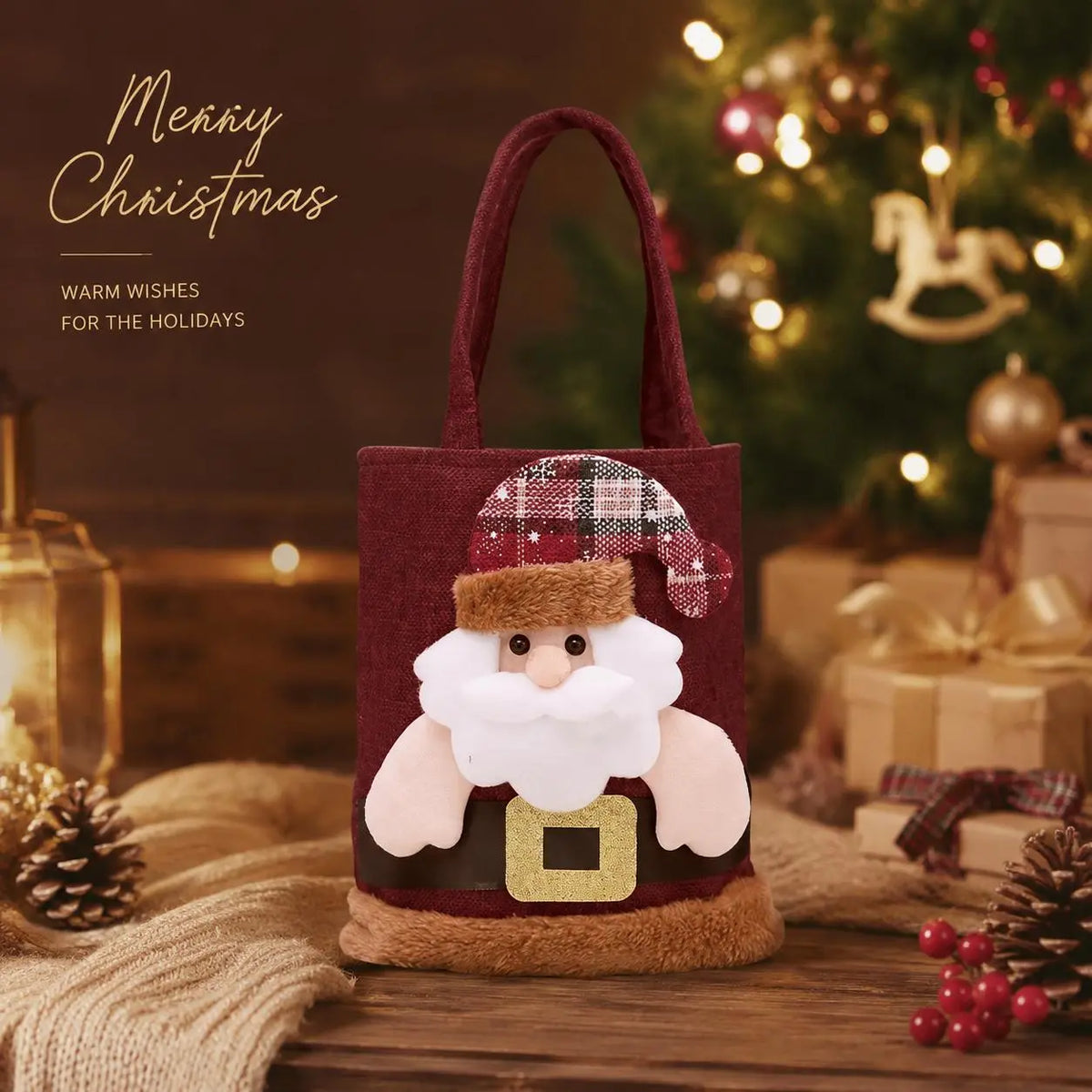 3D Santa Christmas Gift Bag – Reusable Holiday Treat Tote
