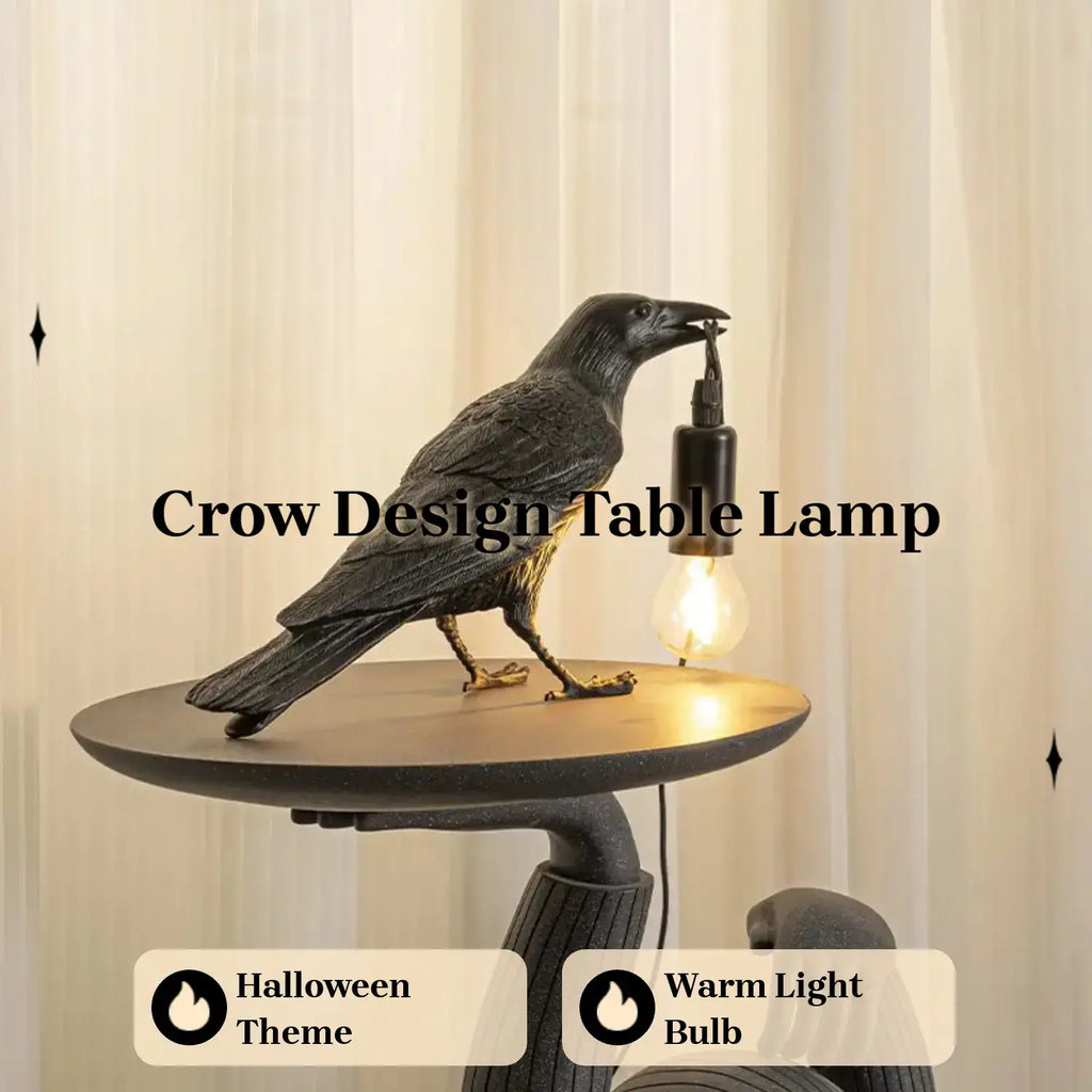 Crow Table Lamp – Resin Artistic Desktop Light