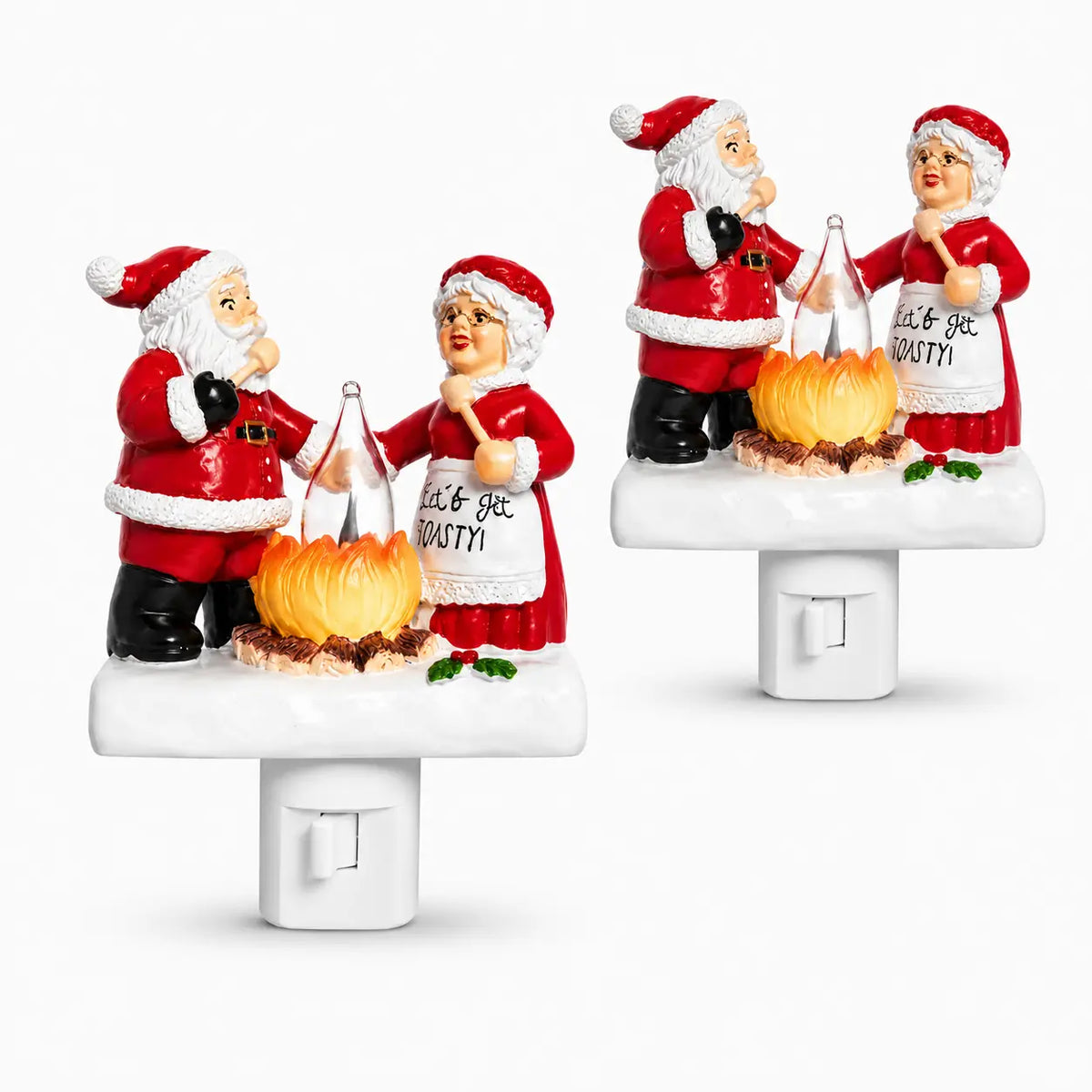 Santa & Mrs. Claus Fireside Christmas Night Light