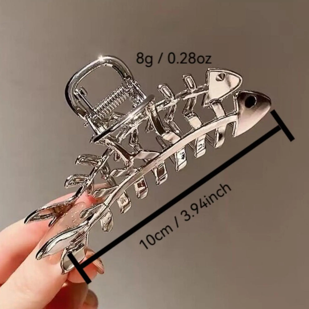 Fishbone Metal Hair Claw Clips – 2-Piece Set