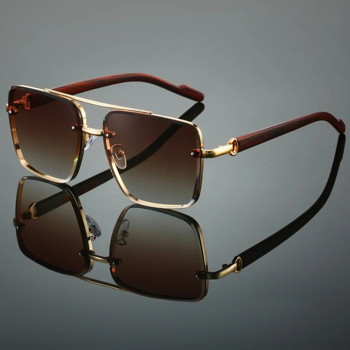 Men's Retro Square Double Bridge Sunglasses