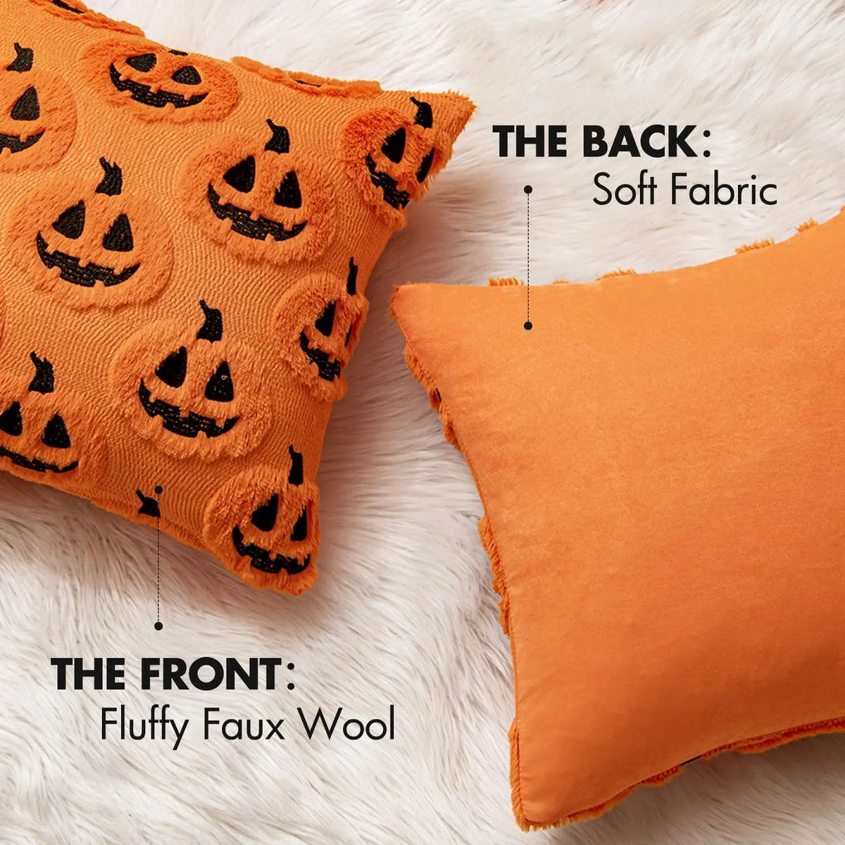 Embroidered Pumpkin Halloween Pillow
