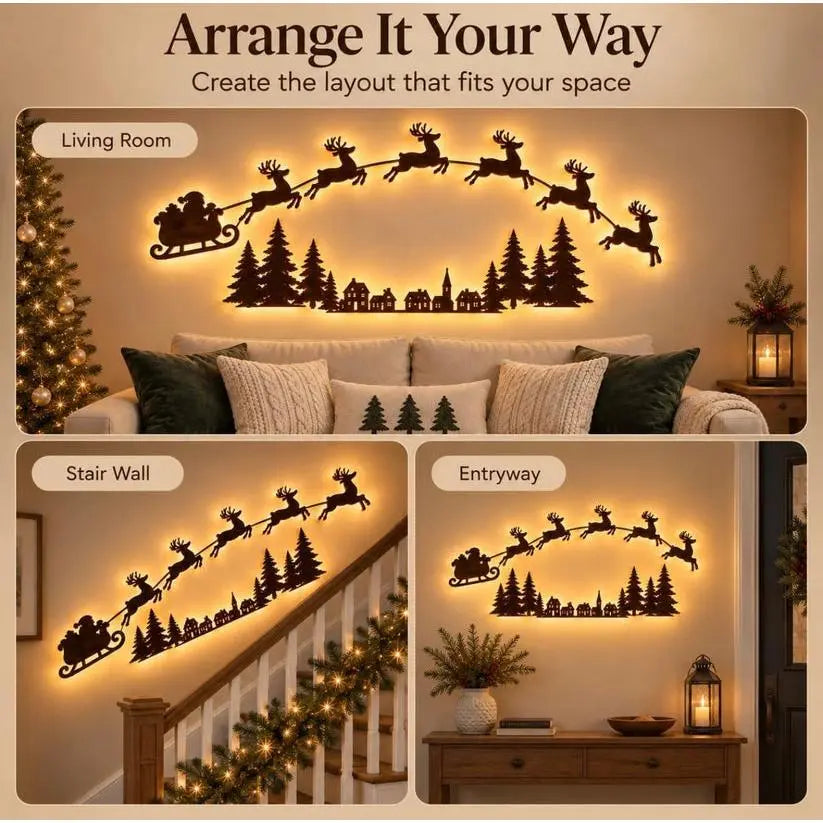 Lighted Santa & Reindeer Christmas Wall Decor