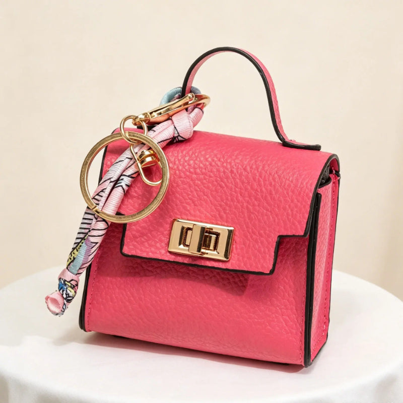 Mini Handbag Charm Keychain with Scarf