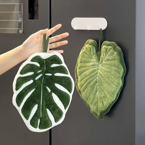 2-Pack Leaf Hand Towels – Ultra Absorbent Hanging Bathroom & Kitchen Towels