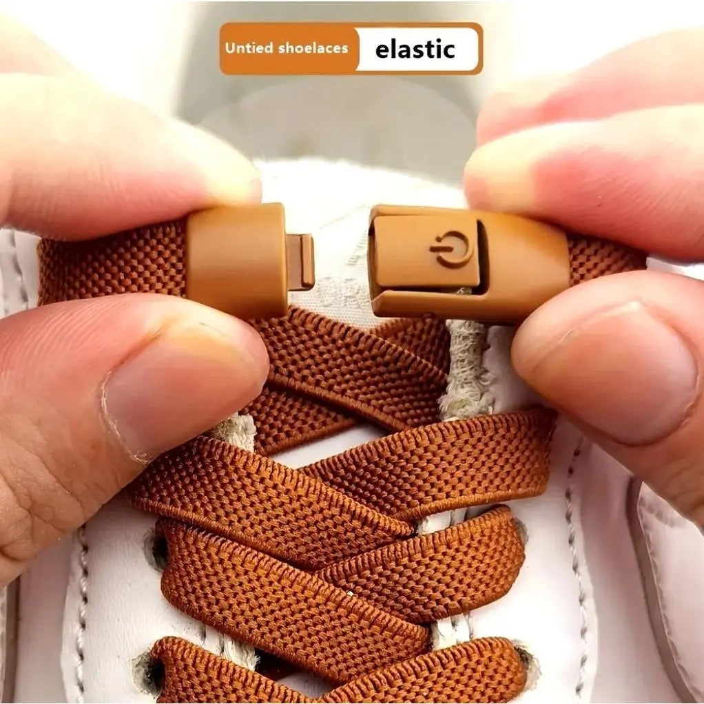 Adjustable No-Tie Elastic Shoelaces with Locking Buckle