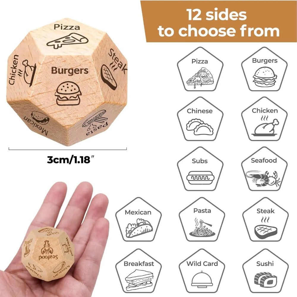 Date Night Food Dice – Wooden Dinner Decision Dice