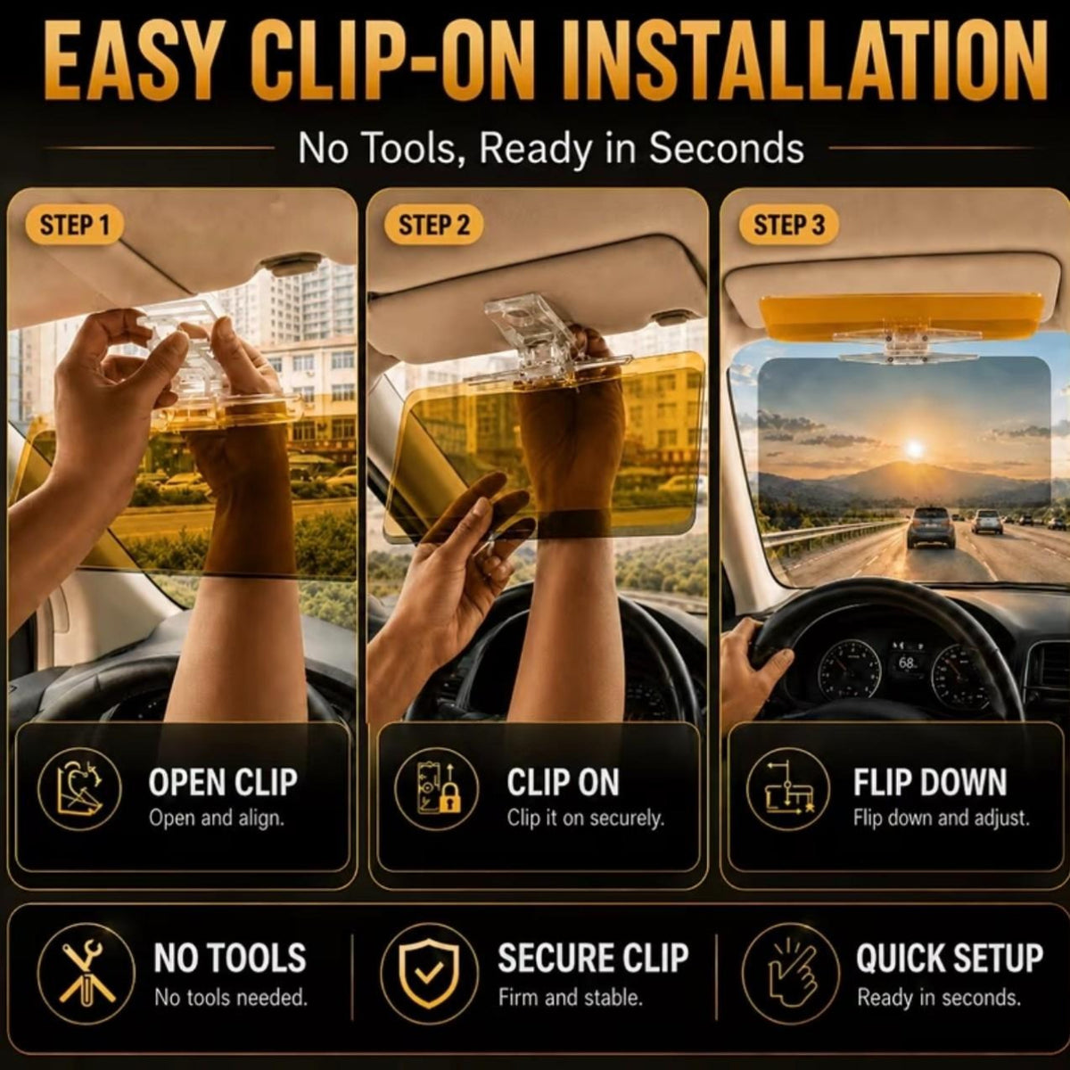 2-in-1 Day & Night Anti-Glare Car Sun Visor