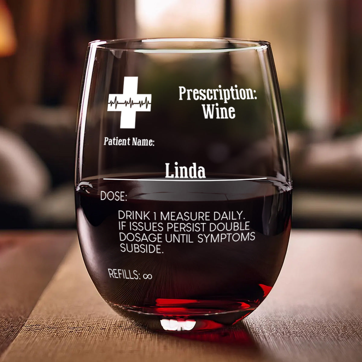 Prescription - Personalized Stemless Wine Glass - 1