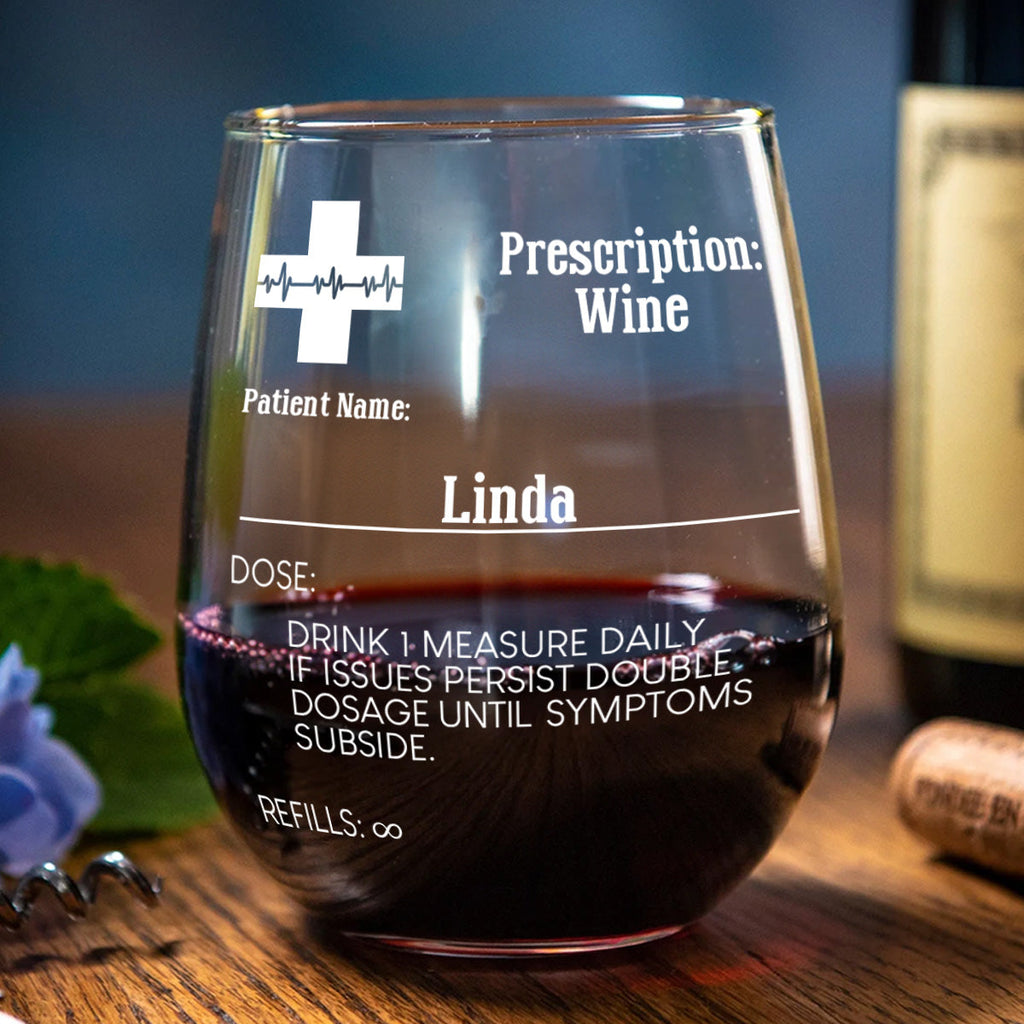 Prescription - Personalized Stemless Wine Glass - 2