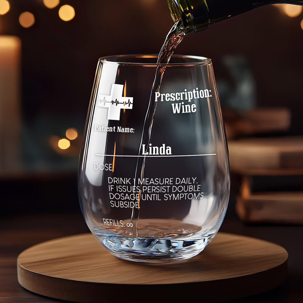Prescription - Personalized Stemless Wine Glass - 4